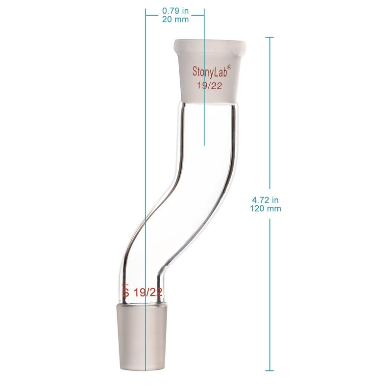 stonylab Glass Offset Laboratory Adapter, Borosilicate Glass Offset Adapter with Standard 19/22 Joints for Laboratory Lab Supply - Image 2